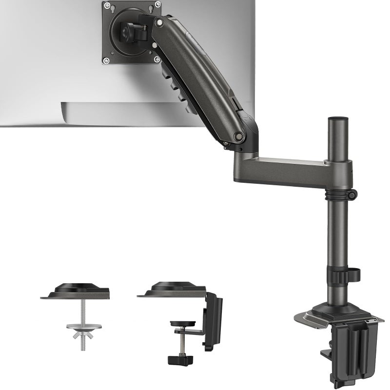 HUANUO Single Monitor Arm, Adjustable Desk Mount for 13-34 inch Screens, Holds 19.8lb, 22.44 inch Max Height, Full Motion Swivel Gaming Monitor Stand with VESA 75x75mm and 100x100mm Compatibility - Image 1